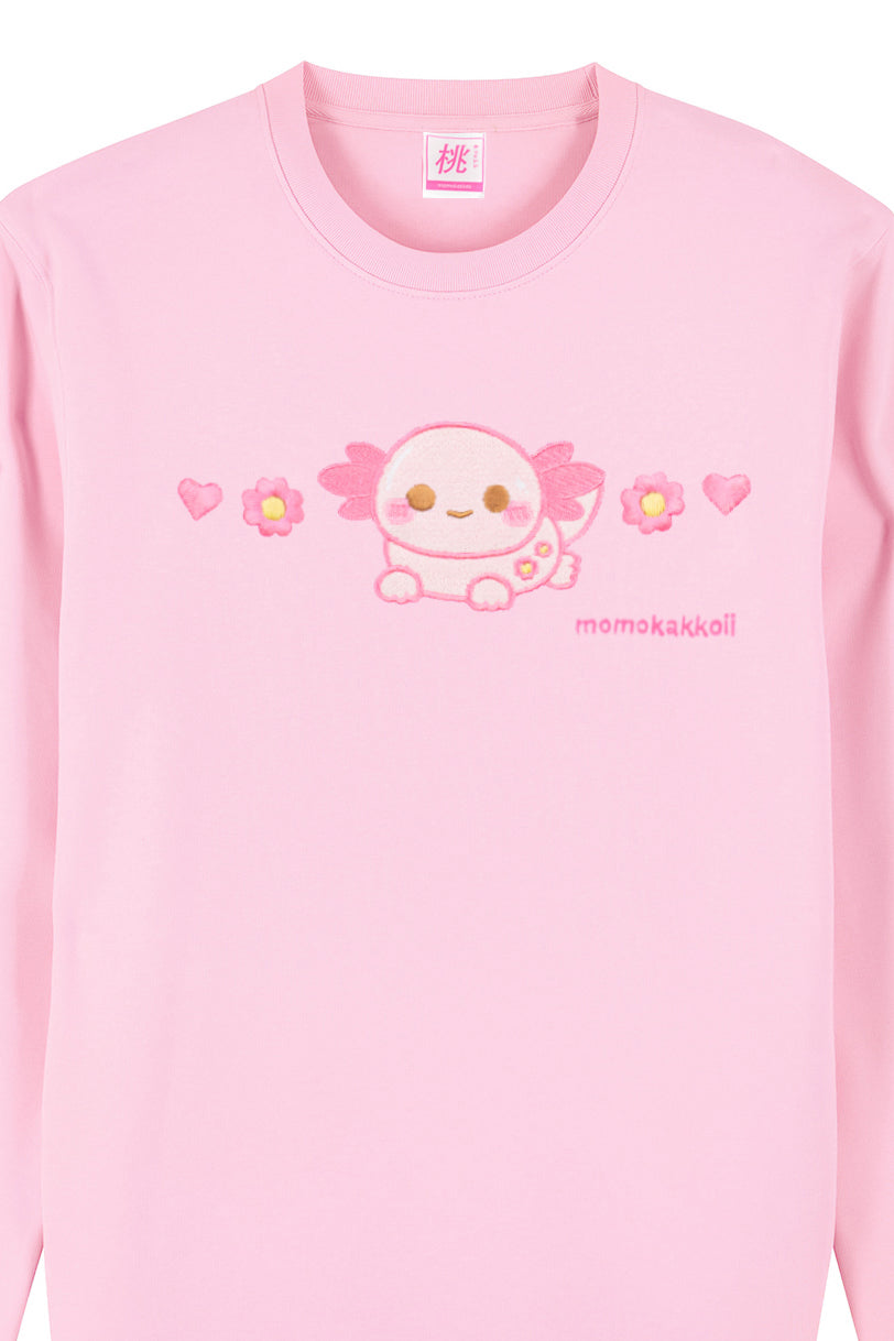 Organic Cotton Xoxi Axolotl Embroidered Sweatshirt - Momokakkoii