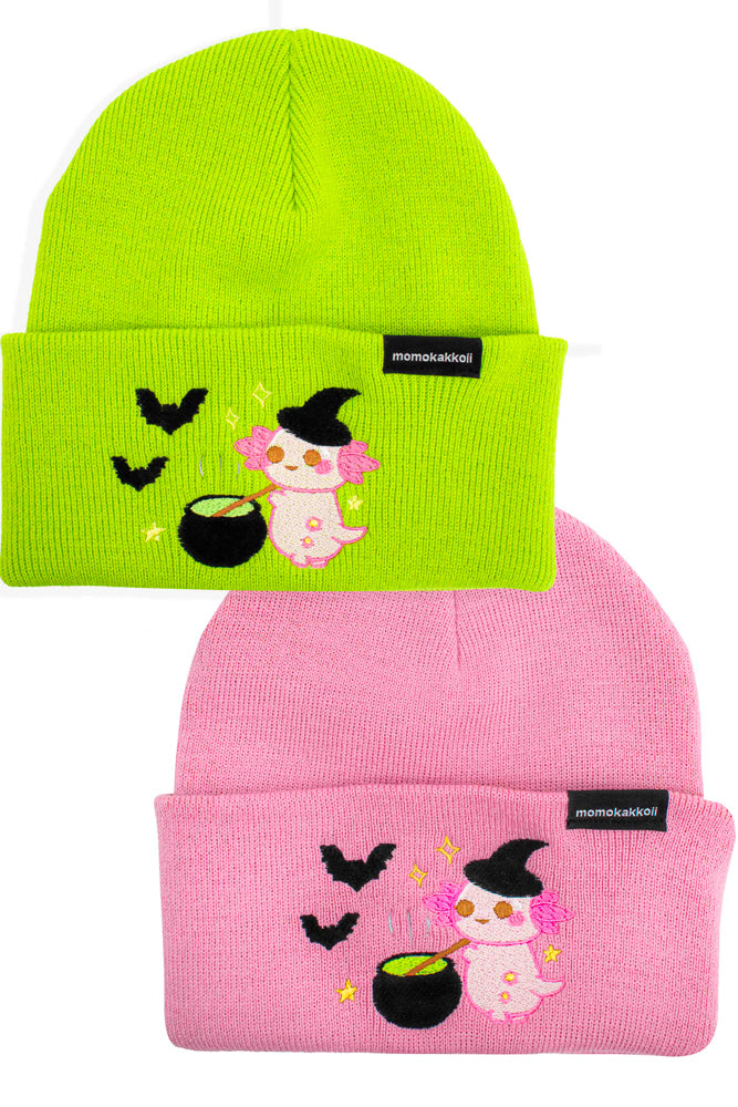 Xoxi The Axolotl Witch Embroidered Beanie - Momokakkoii