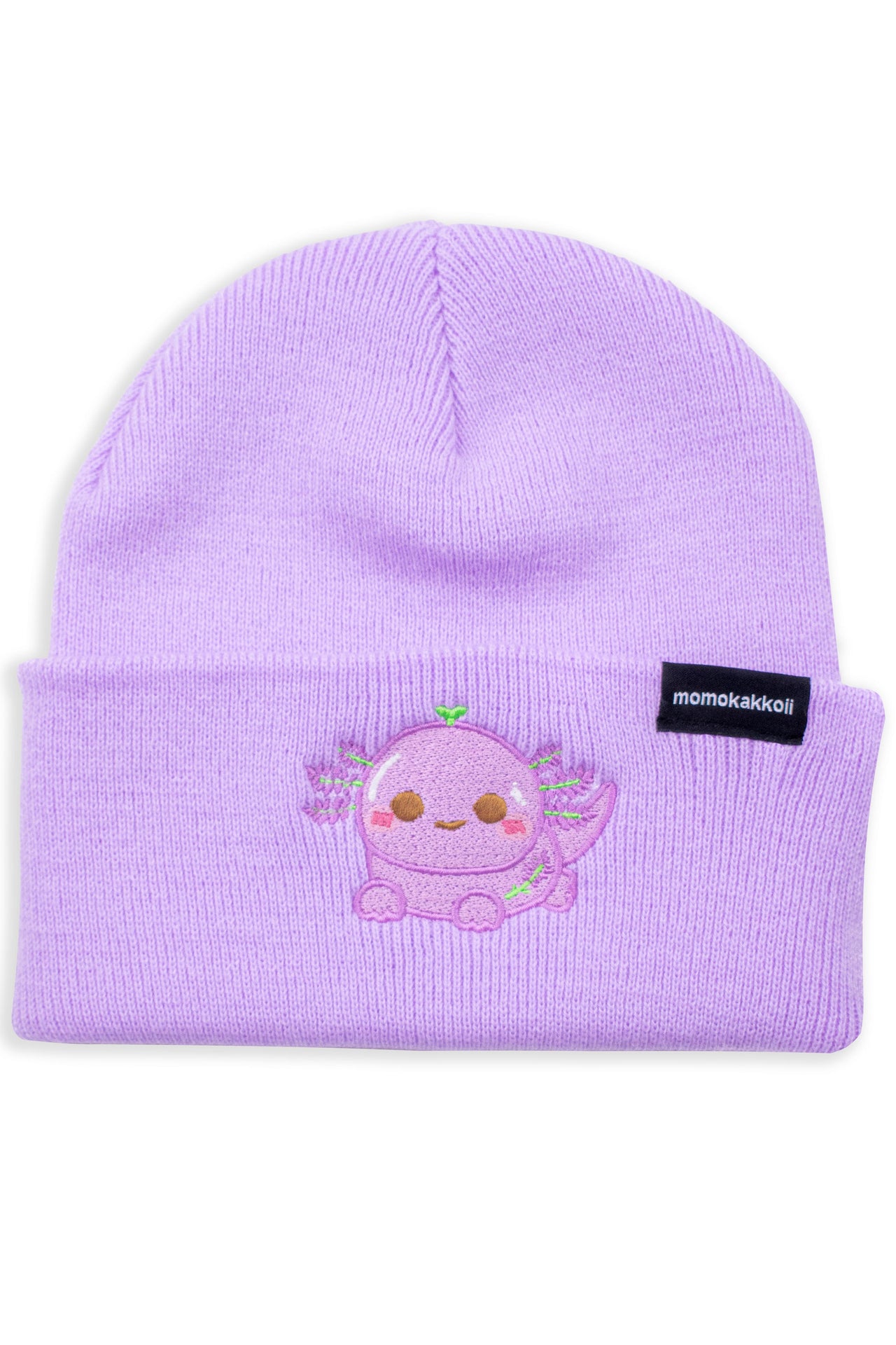 Xoxi Lavender Axolotl Embroidered Beanie - Momokakkoii