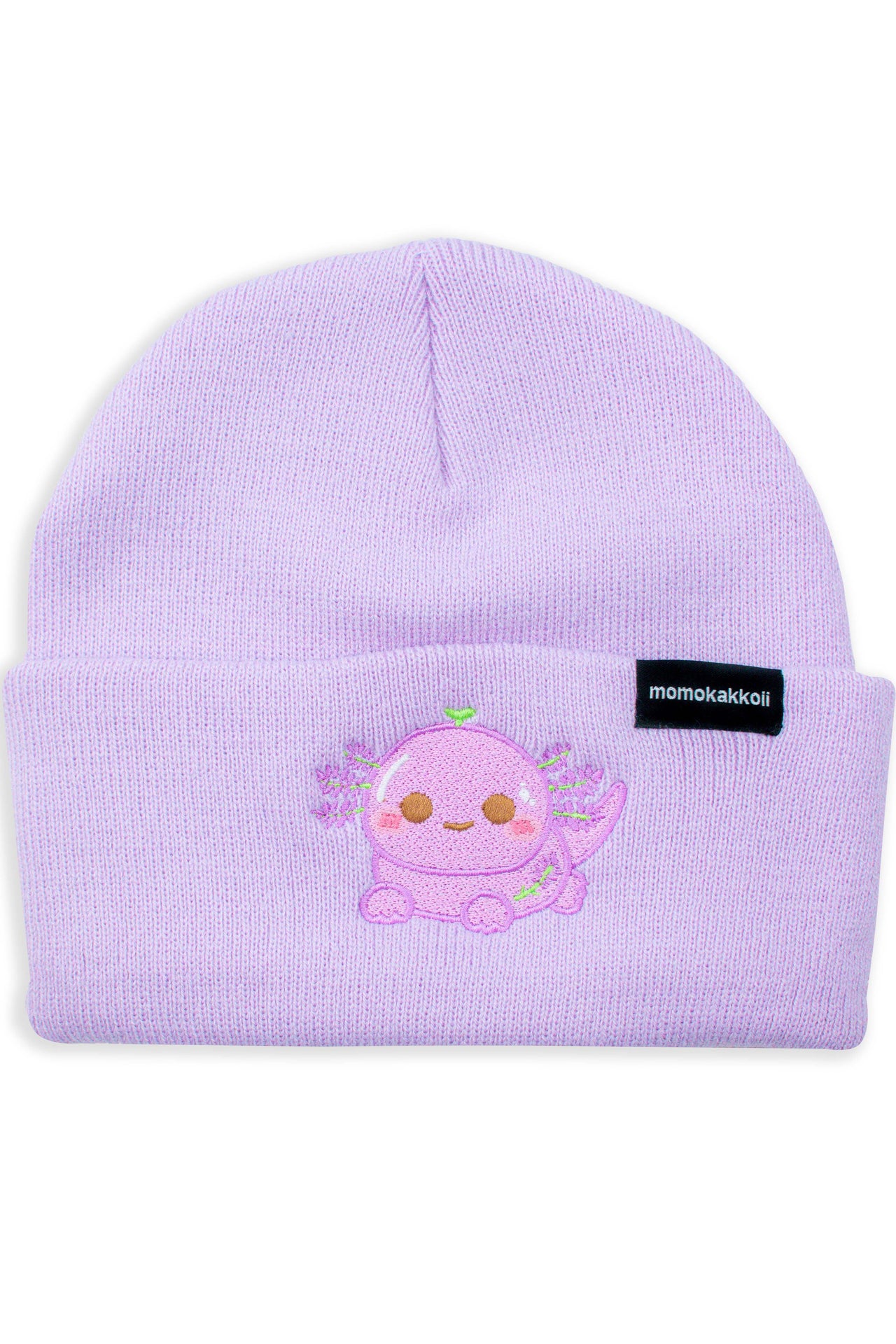 Xoxi Lavender Axolotl Embroidered Beanie - Momokakkoii