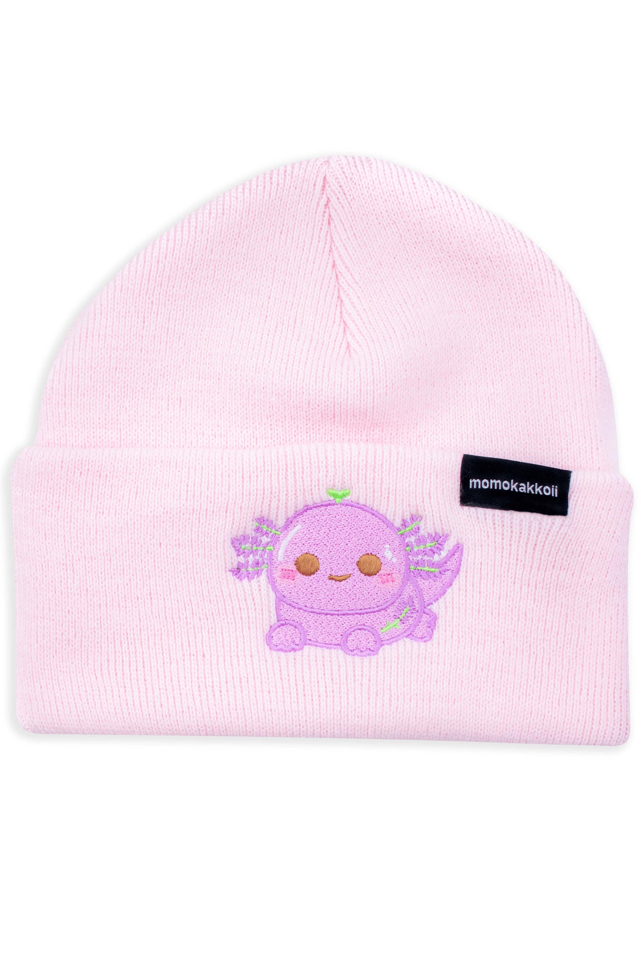 Xoxi Lavender Axolotl Embroidered Beanie - Momokakkoii